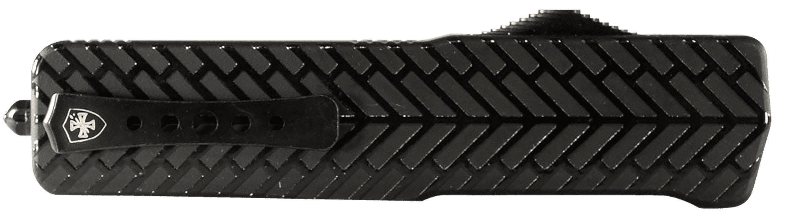 Templar Knife LAHBG52 Premium Lightweight Large 3.50" OTF Tanto Part Serrated Black Oxide Stonewashed Powdered D2 Steel Blade/5.25" Black Herringbone Anodized Aluminum Handle