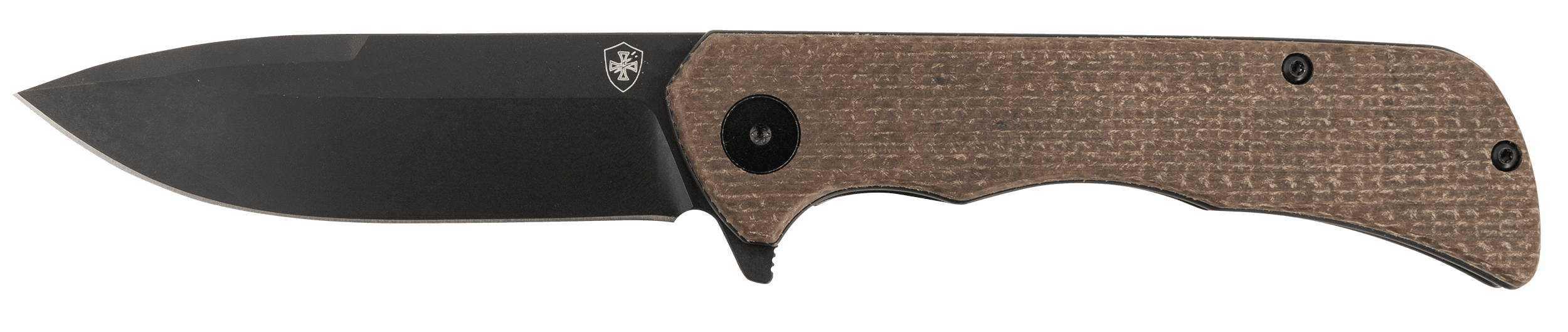 Templar Knife PFMBN321 Paladin 3.27" Folding Drop Point Plain Black Powder Coated D2 Steel Blade, 4.40" Brown Micarta Handle Includes Pocket Clip