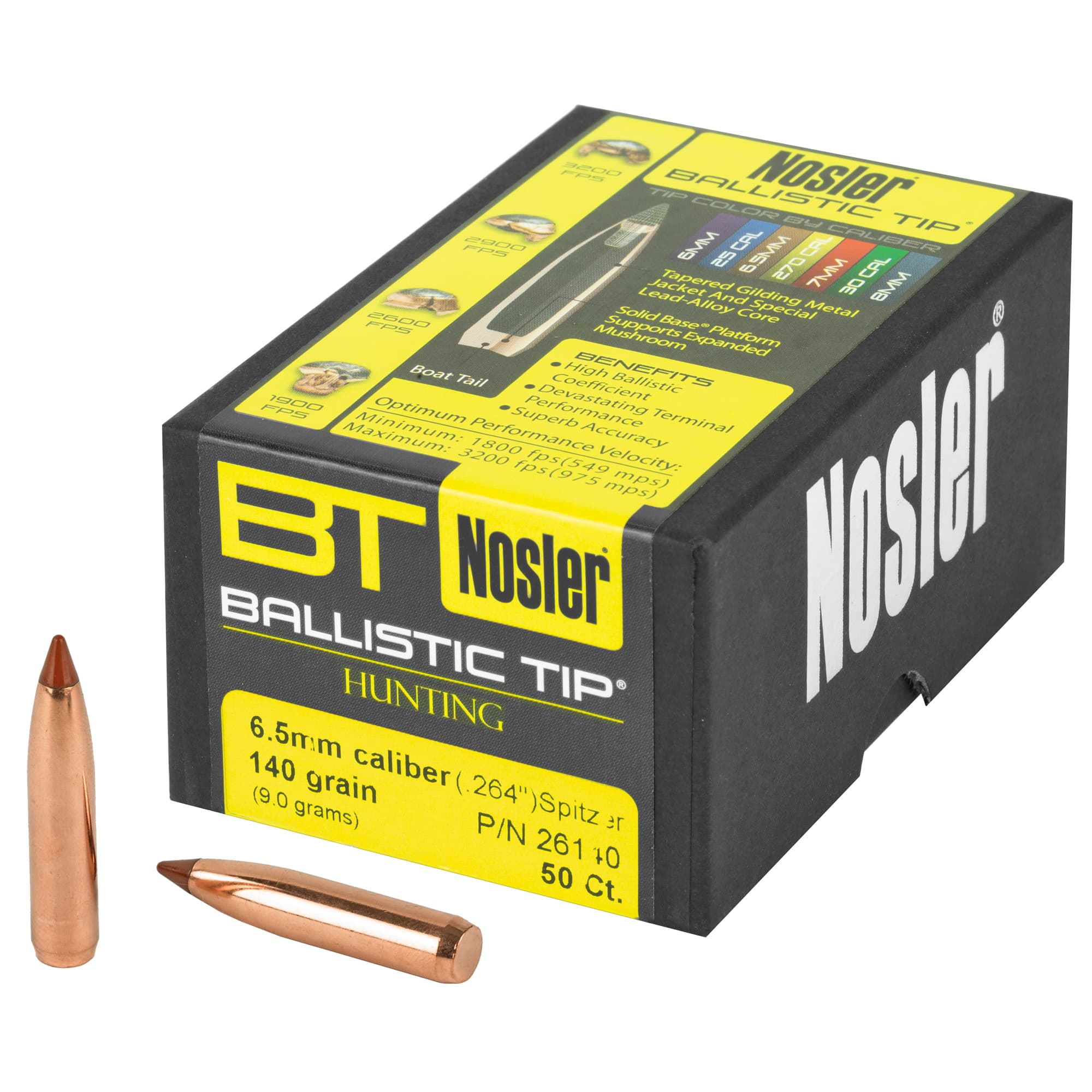 Nosler Ballistic Tip Hunting Bullets 6.5mm .264" 140 gr SBT-BTIP 50/ct