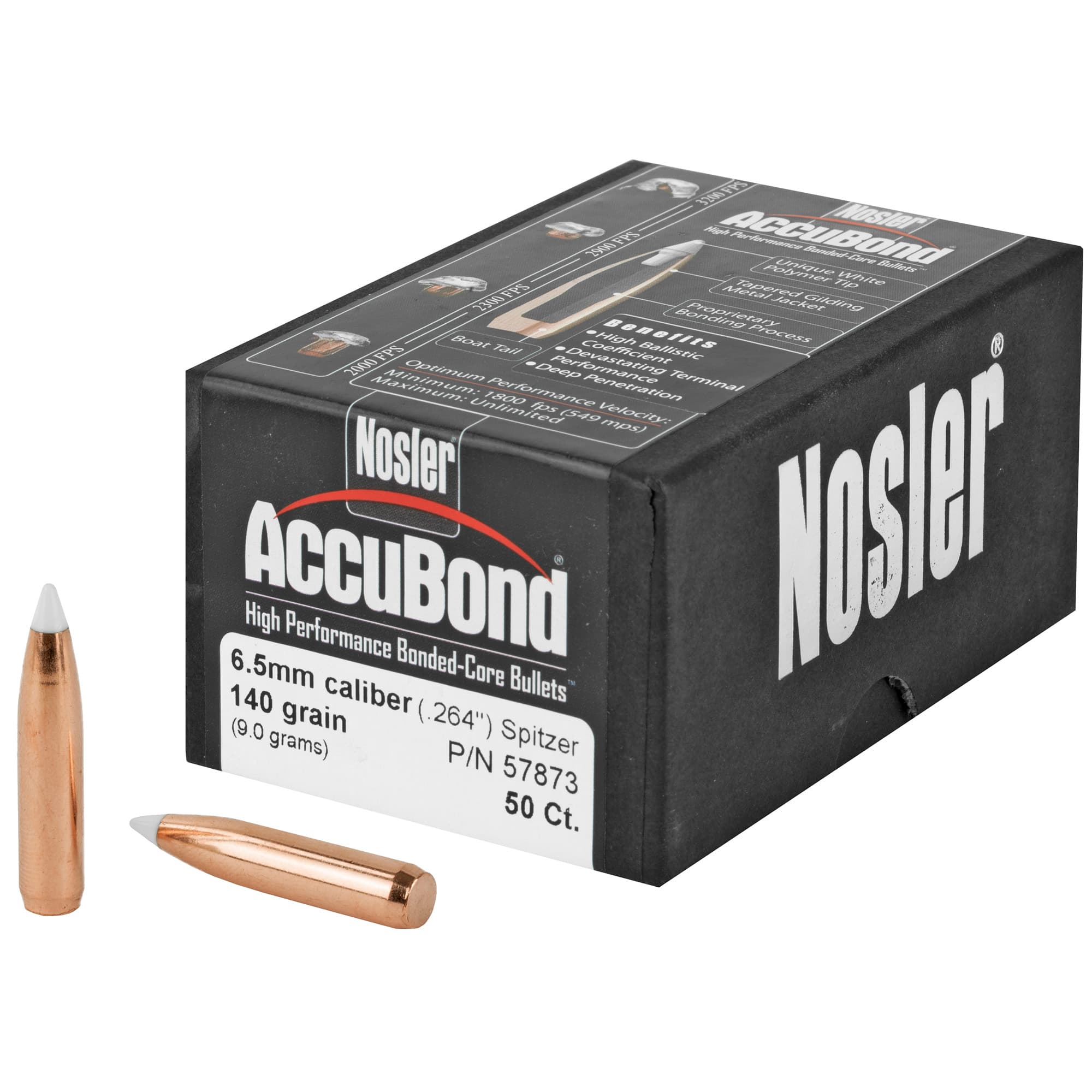 Nosler AccuBond Bullets 6.5mm .264" 140 gr SBT-ACB 50/ct
