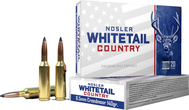 Nosler Whitetail Country 6.5 Creedmoor Solid Base Boat Tail 140 Grain 20 Rounds