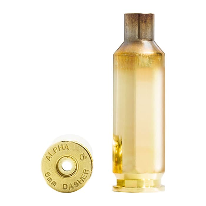 Alpha Munitions Ultra Premium Unprimed Brass Cartridge Cases 6mm Dasher Brass 100/Box
