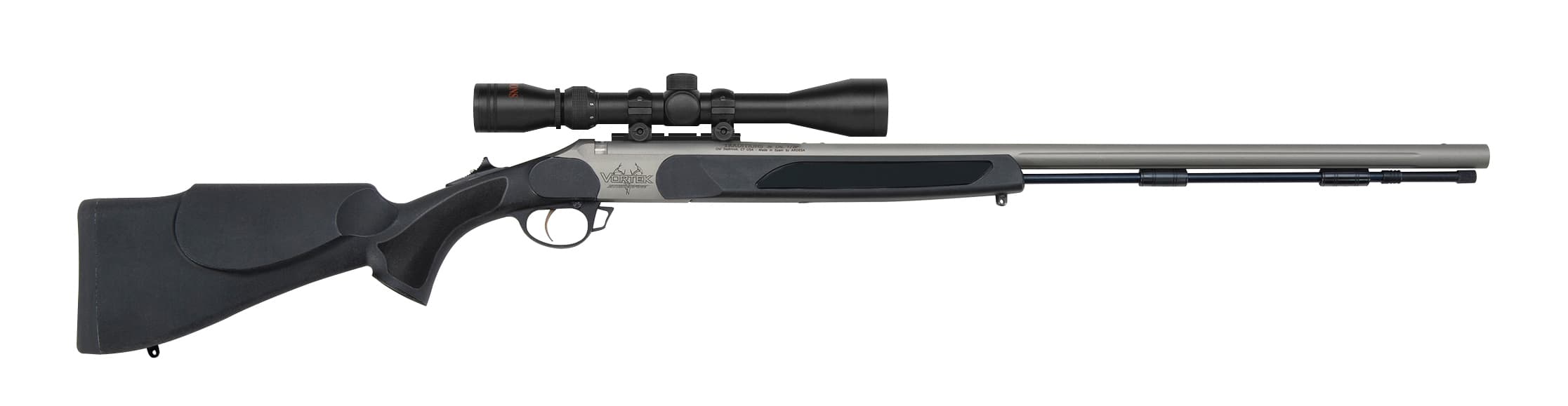 Traditions Vortek StrikerFire VAPR with Scope .50 cal 28 in SS CeraKote Black 3-9x40 Duplex