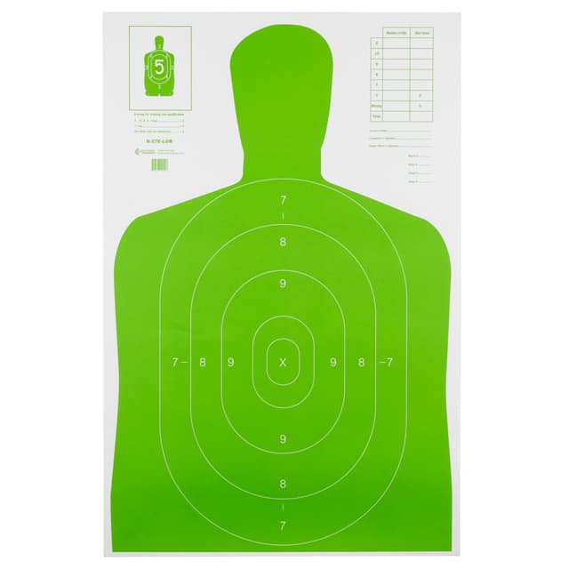Action Target B27ELGR100 Qualification High Visibility Silhouette Paper 23"x35" Fluorescent Green/White 100 Per Box