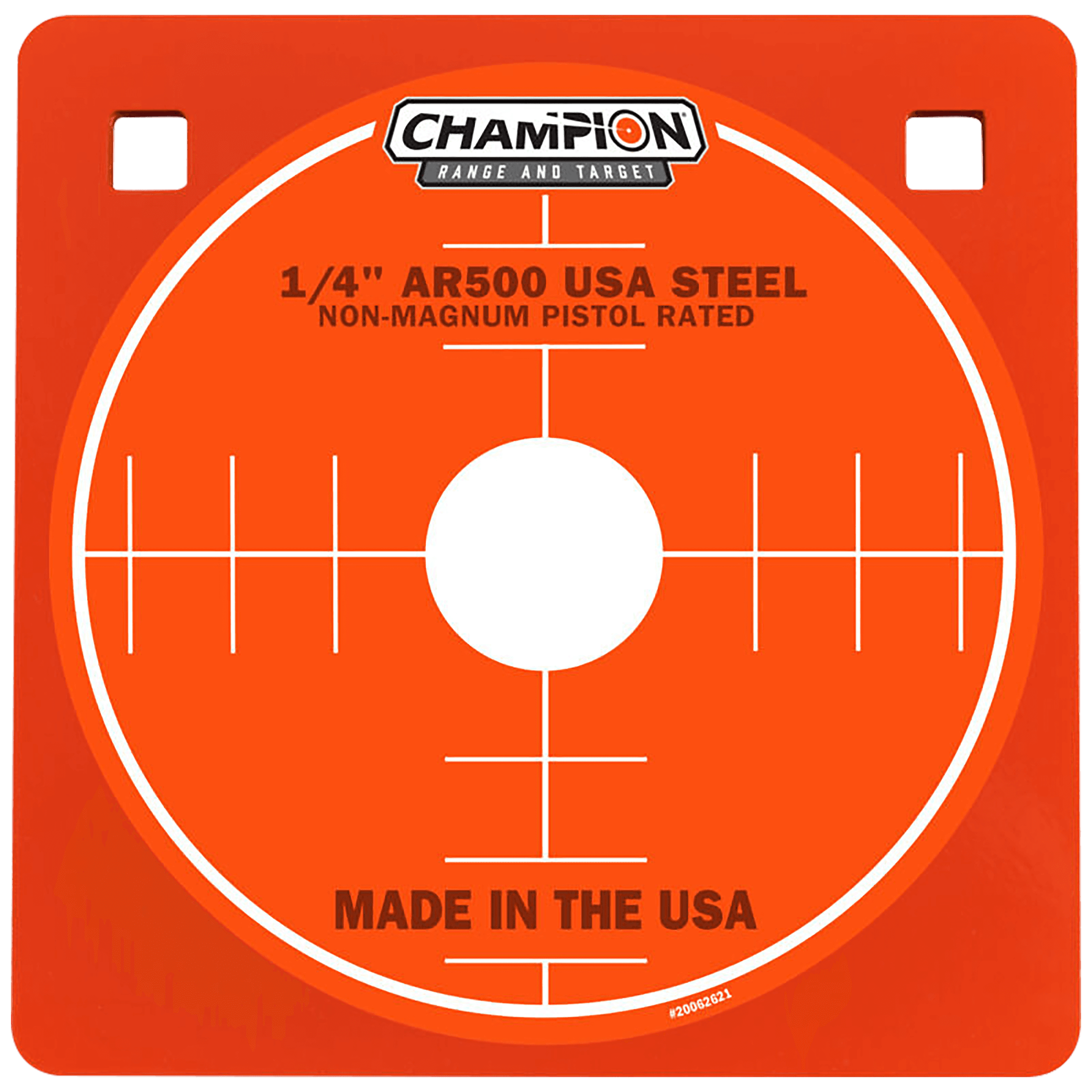 Champion Targets 44909 Center Mass 8" Pistol Gray AR500 Steel Square 0.25" Thick Hanging