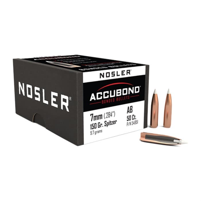 Nosler AccuBond 7mm 150 gr Spitzer Point Bullets 50 pk