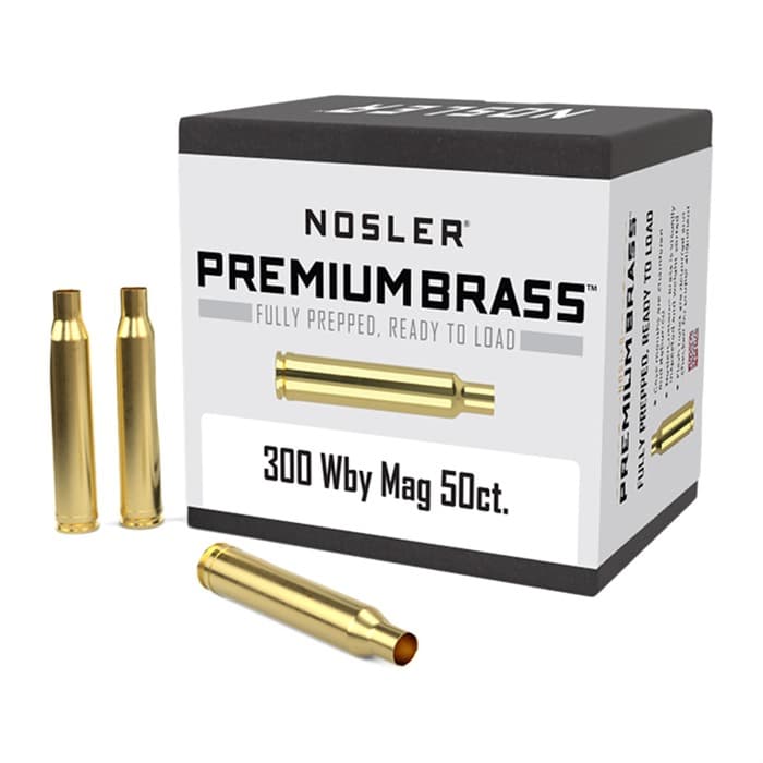 Nosler Unprimed Brass Rifle Cartridge Cases 50 Per Box .300 Wby Mag