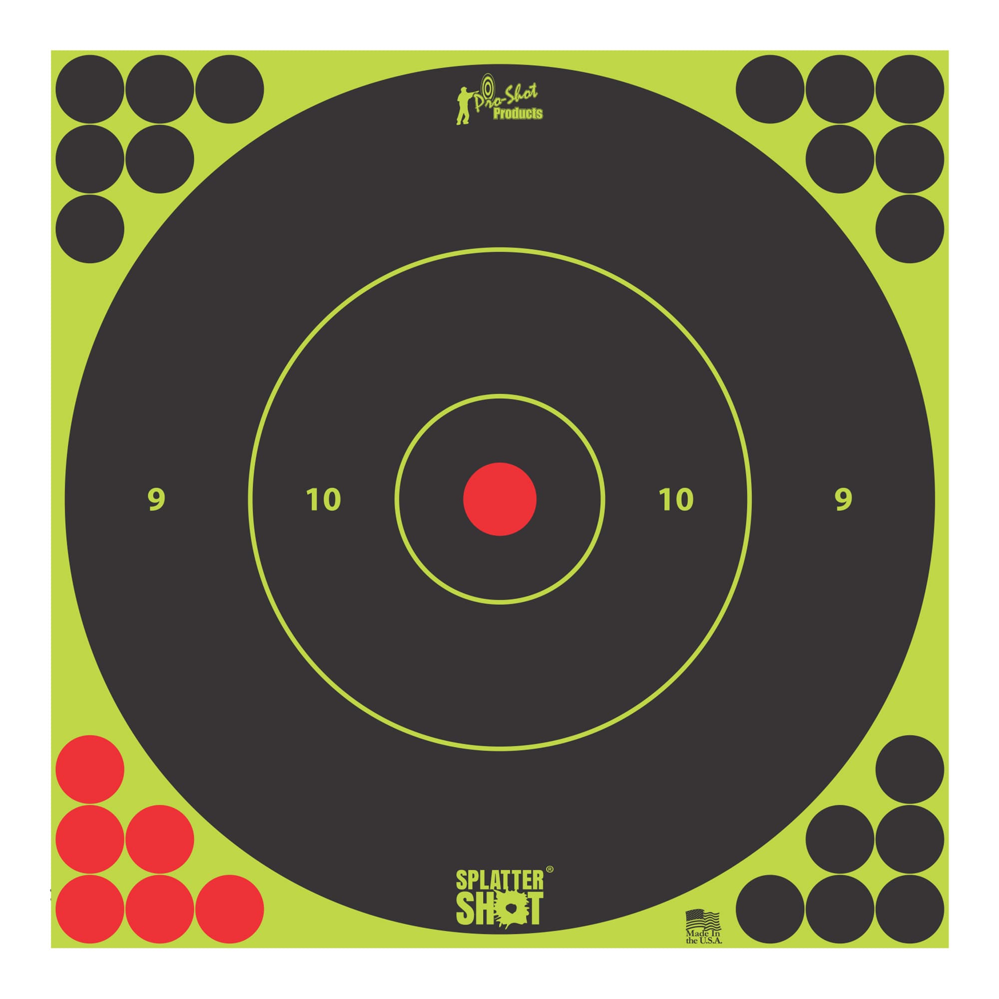 Pro-Shot 12BGREEN5PK SplatterShot Self-Adhesive Paper Black/Green 12" Bullseye 5 Pack
