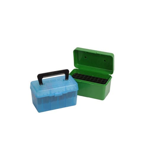 MTM Case-Gard H50RM24 Deluxe Ammo Box Rifle Clear Blue Polypropylene 50rd
