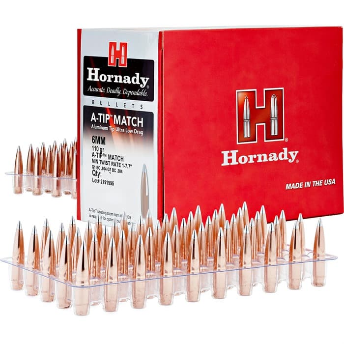 Hornady 245312 6mm .243 110gr A-Tip Match 500 Per Box/6 Case