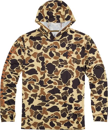 Browning Hooded Long Sleeve Tech Shirt Vintage Tan Camo XL