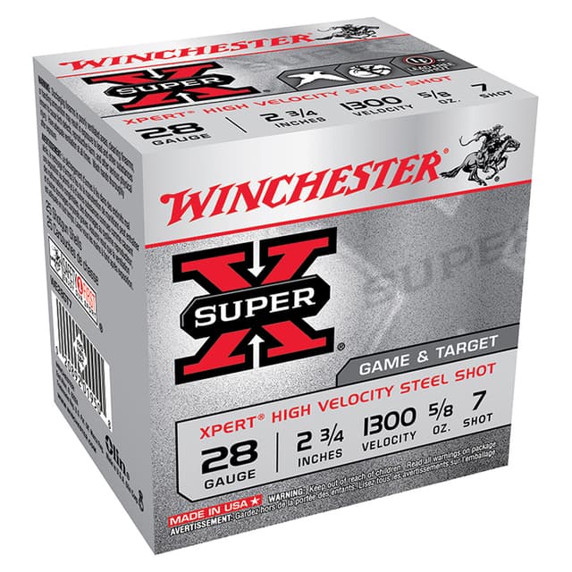 Winchester SuperX 28 Gauge High Velocity Steel Shot 5/8 Ounce 250 Rounds