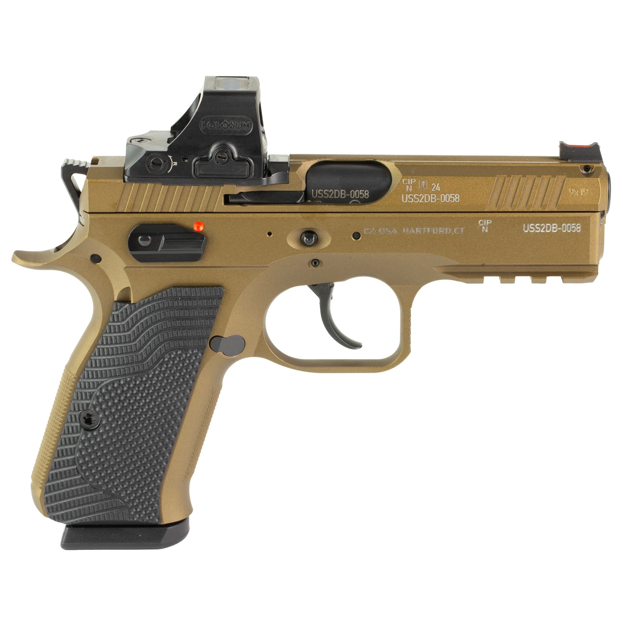 CZ Shadow 2 Compact 9mm 4 in 15 Round Burnt Bronze Holosun 508T G10 Grips