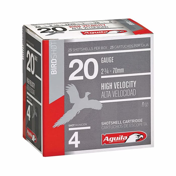 Aguila High Velocity Shotgun Game Load 20 Gauge 4 Shot 1 Ounce 25 Rounds
