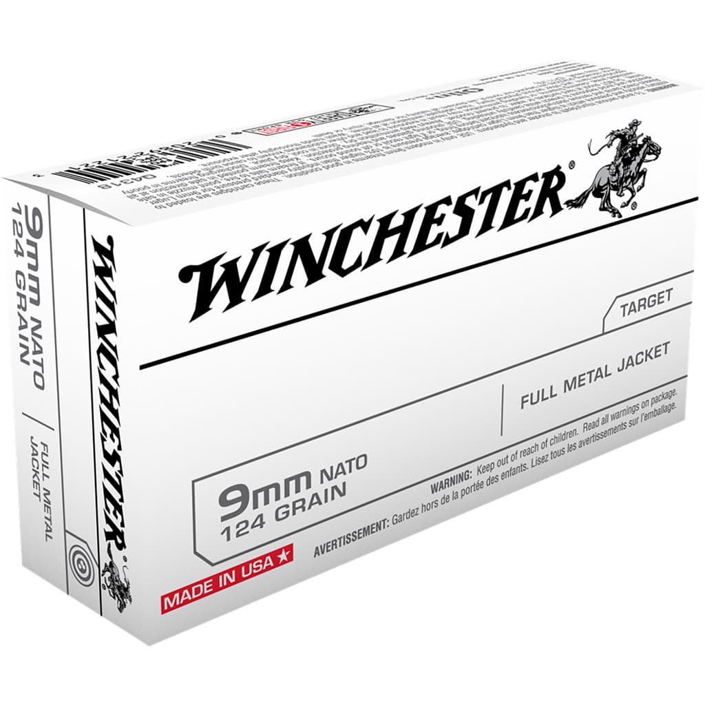 Winchester Usa Pistol White Box 9mm Nato Full Metal Jacket 124 Grain 50 Rounds