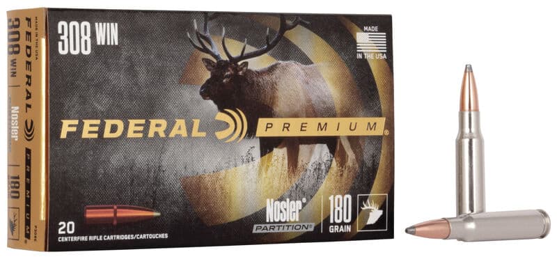 Federal Premium 308 Winchester 180 Grain Nosler Partition 20 Rounds