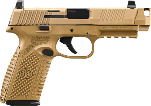 FN 510 10mm 4.43in 15rd Flat Dark Earth Stainless Slide Compensator