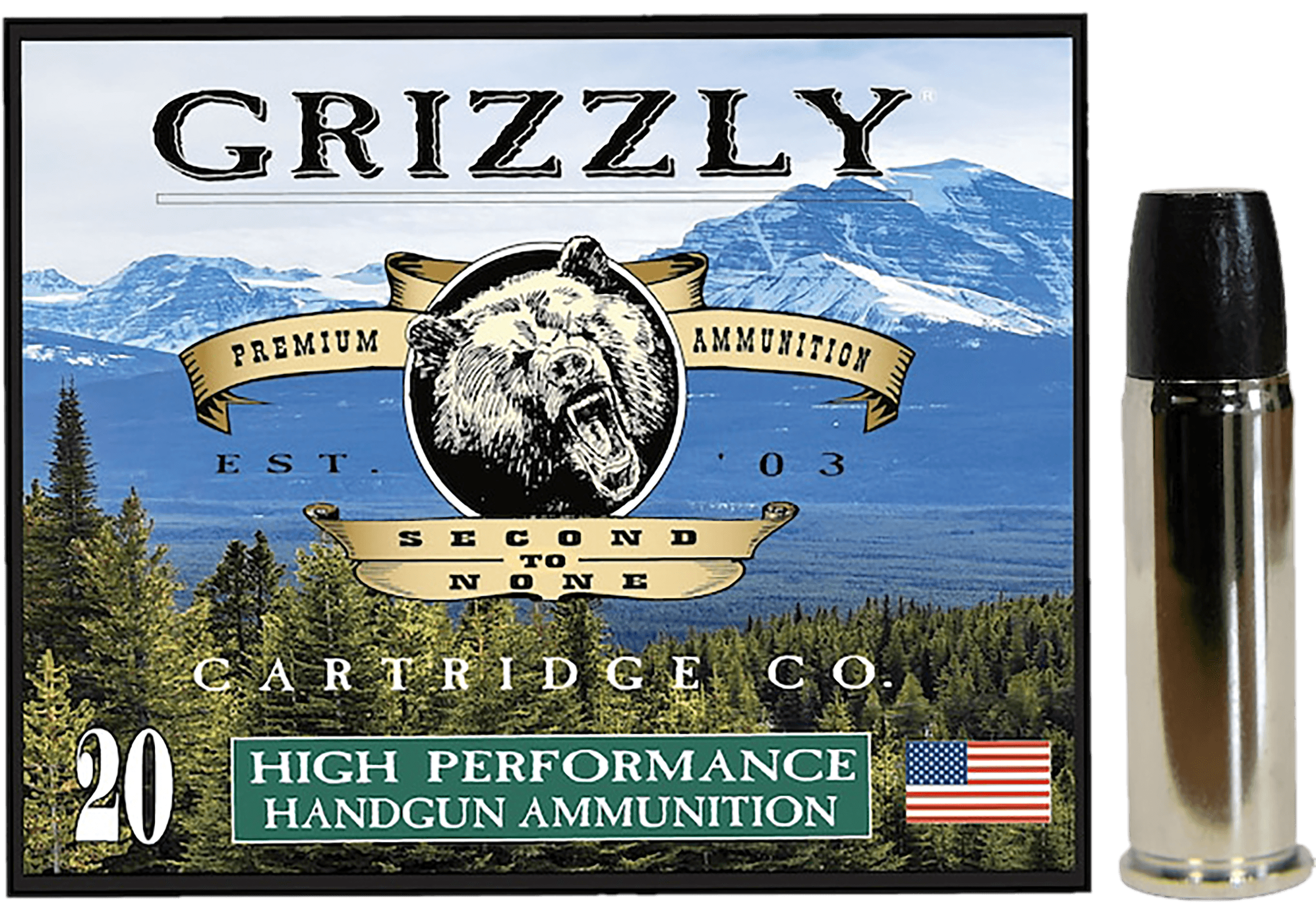 Grizzly Ammo GC44M+P1 44Mag+P+ 355gr Wide Long Nose Gas Check 20 Per Box/10 Case