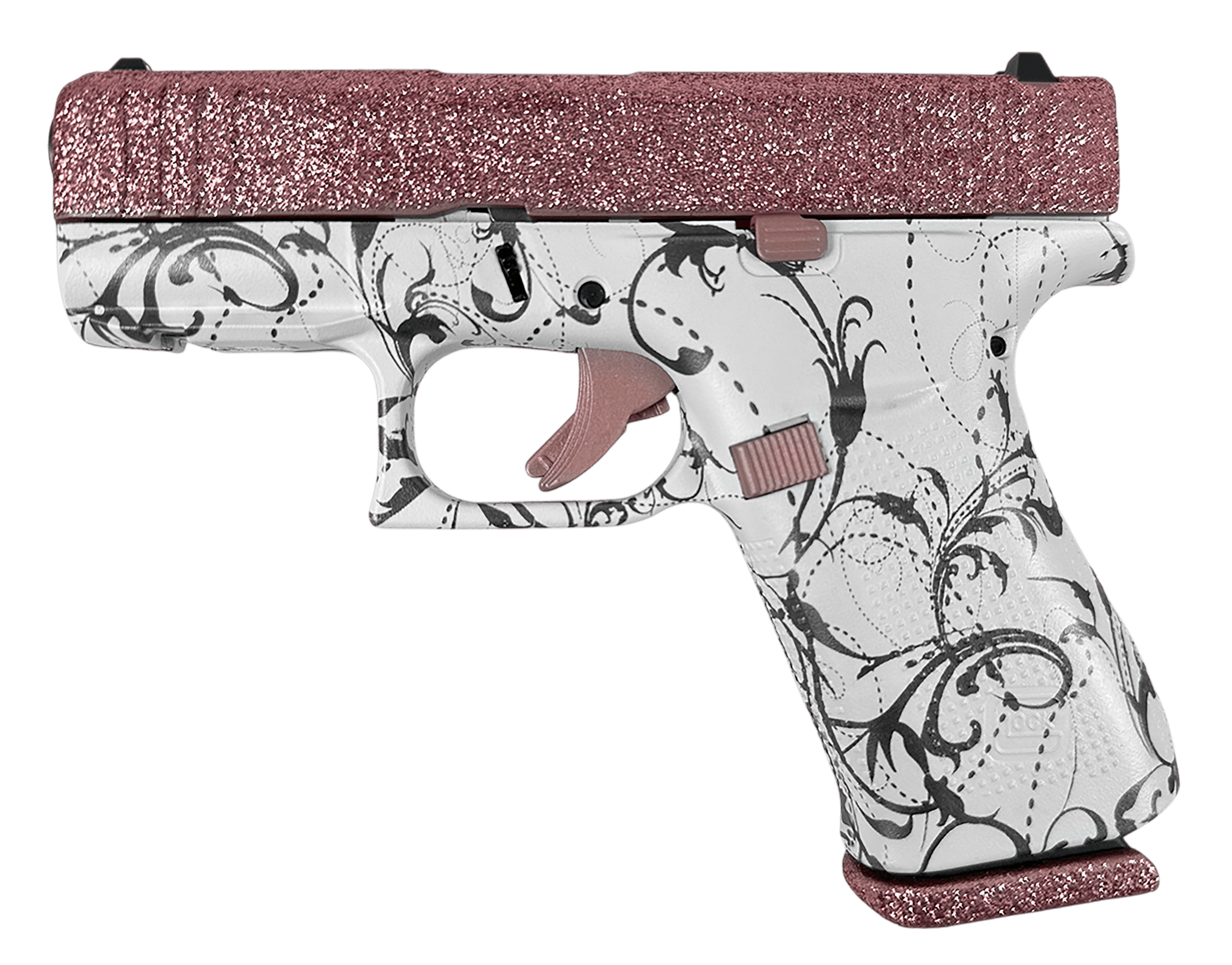 Glock G43X MOS 9mm Luger 3.41in 10+1 Black White Paisley Finish