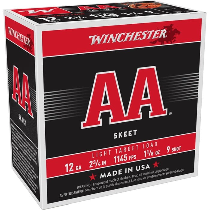 Winchester AA Light Target 12 GA 2.75" 1-1/8oz #9 Shot 250ct Case