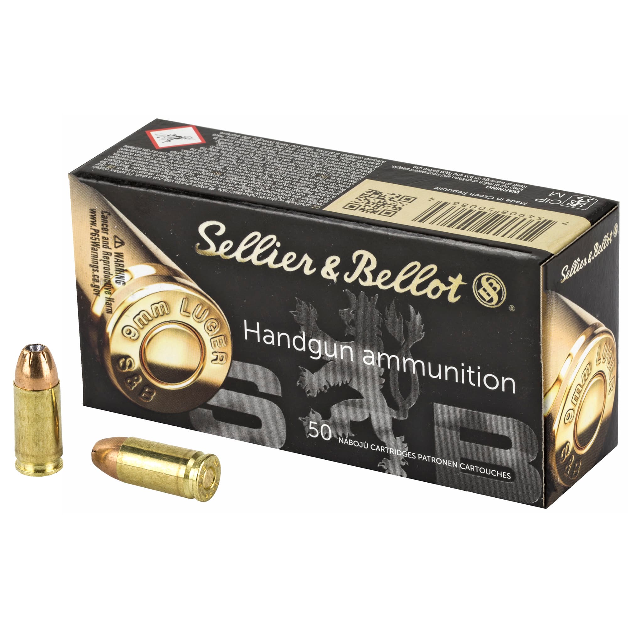 Sellier & Bellot SB9D 9mm Luger Jacketed Hollow Point 124 Grain 50 Rounds