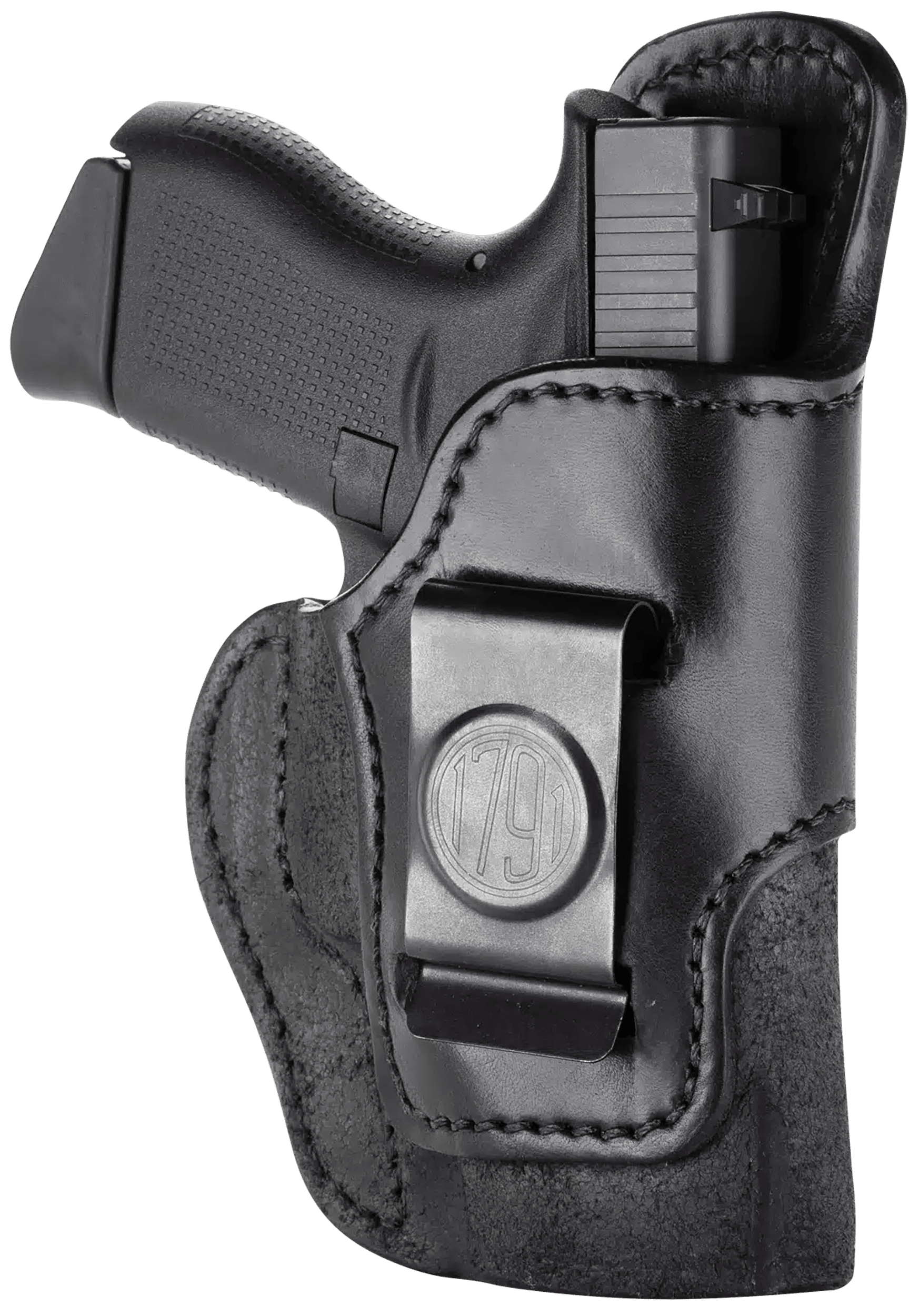 1791 Gunleather RCH3BLKR RCH IWB Size 03 Black Leather Belt Clip Compatible w/Ruger LC9/1911/Glock 43/43X Right Hand