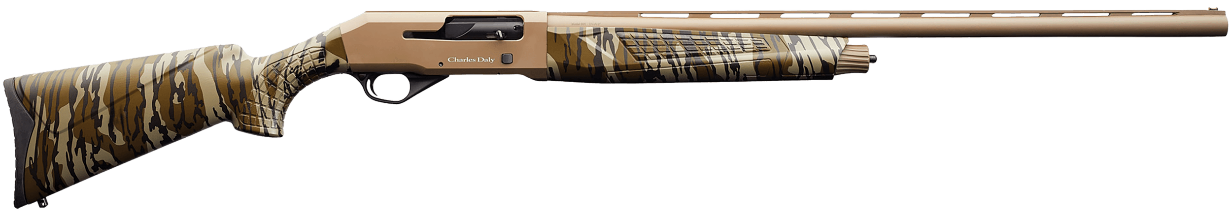 Charles Daly 601 Field 12GA, 28in. Barrel, 4rd, Mossy Oak Bottomland Camo Stock & Forend - FDE (930271)