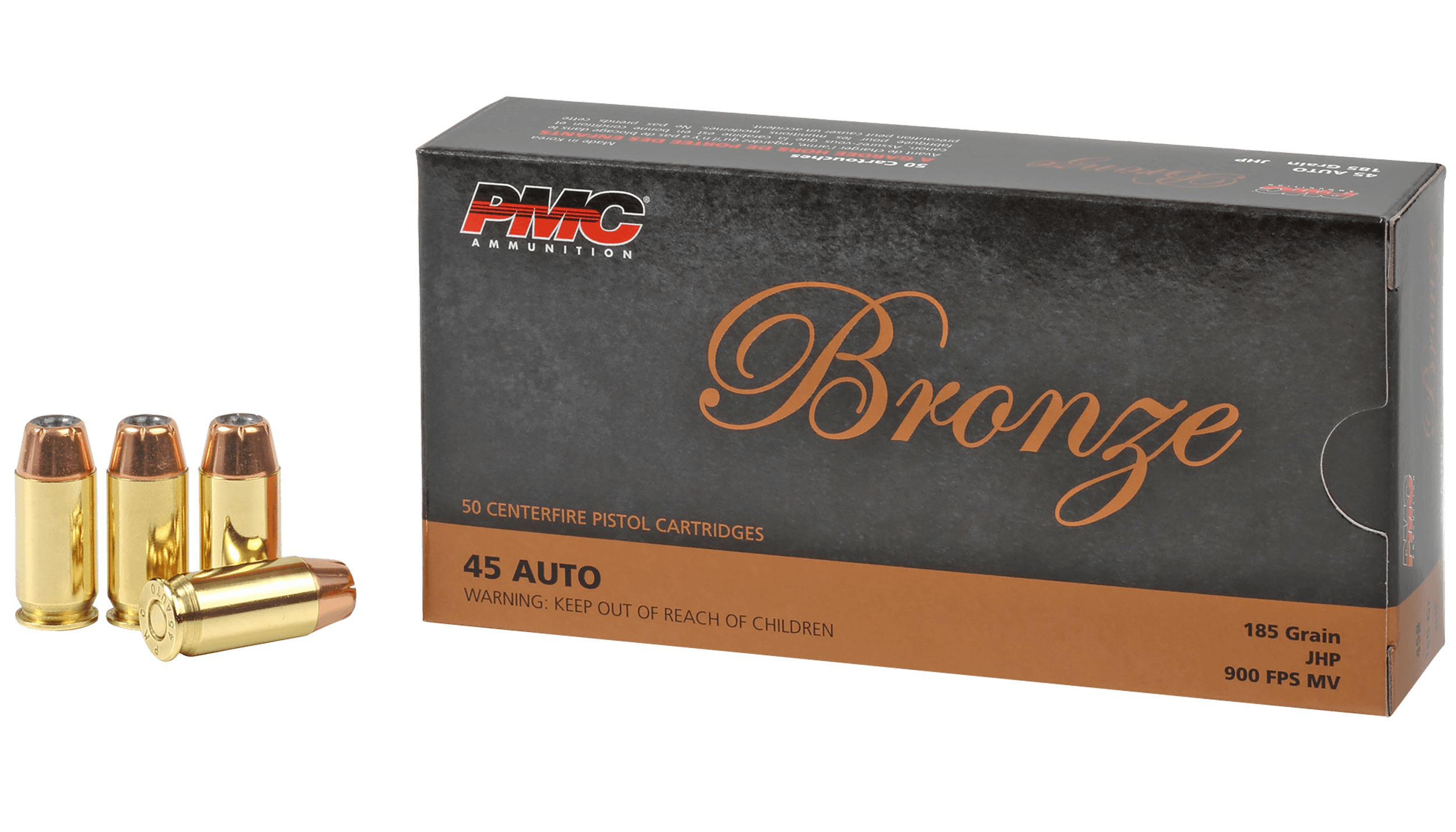 PMC Bronze, .45 Acp, Jacketed Hollow Point, 185 Grain, 50 Rounds