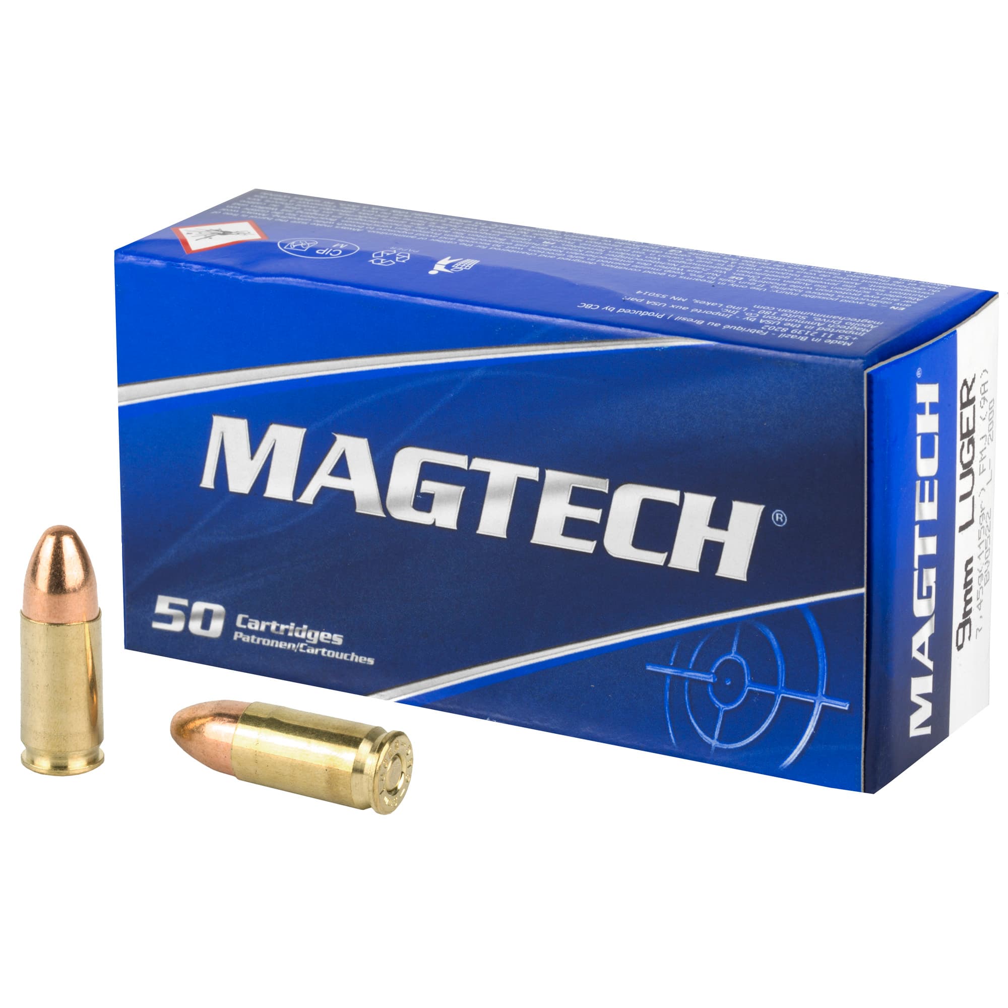 Magtech, Fmj, 9mm Luger, Full Metal Jacket, 115 Grain, 50 Rounds