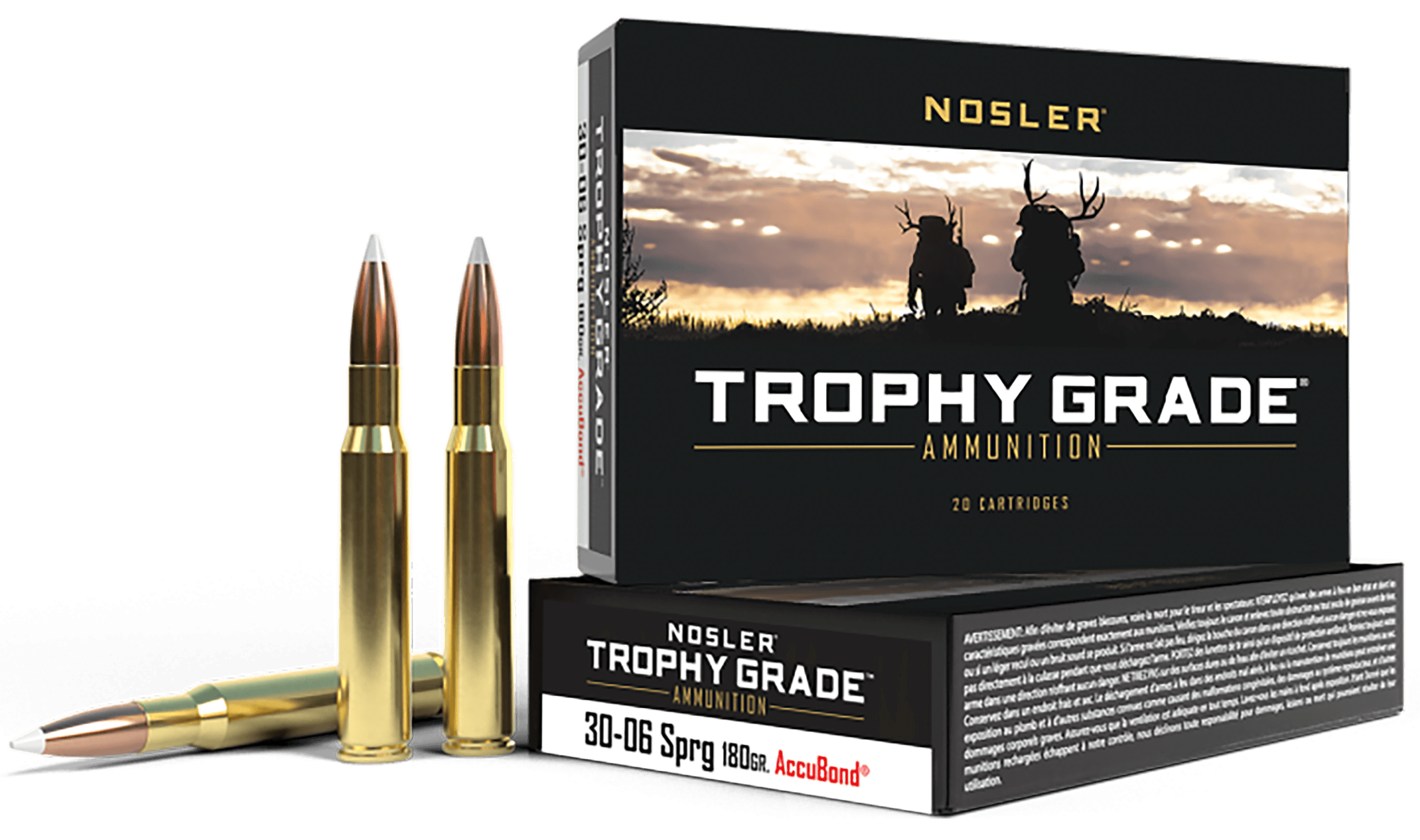 Nosler, Trophy Grade, 30-06 Springfield, AccuBond Soft Point, 180 Grain, 20 Rounds