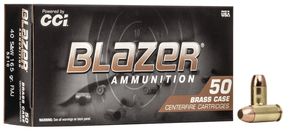 CCI Blazer Brass Pistol Ammo 40 S&W 165 gr. FMJ Flat Nose 50 rd.