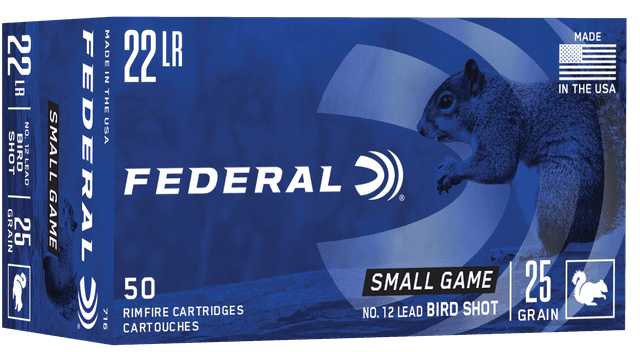 Federal, Game-Shok, 22 Long Rifle, Number 12 Lead Bird Shot, 25 Grain, 50 Rounds