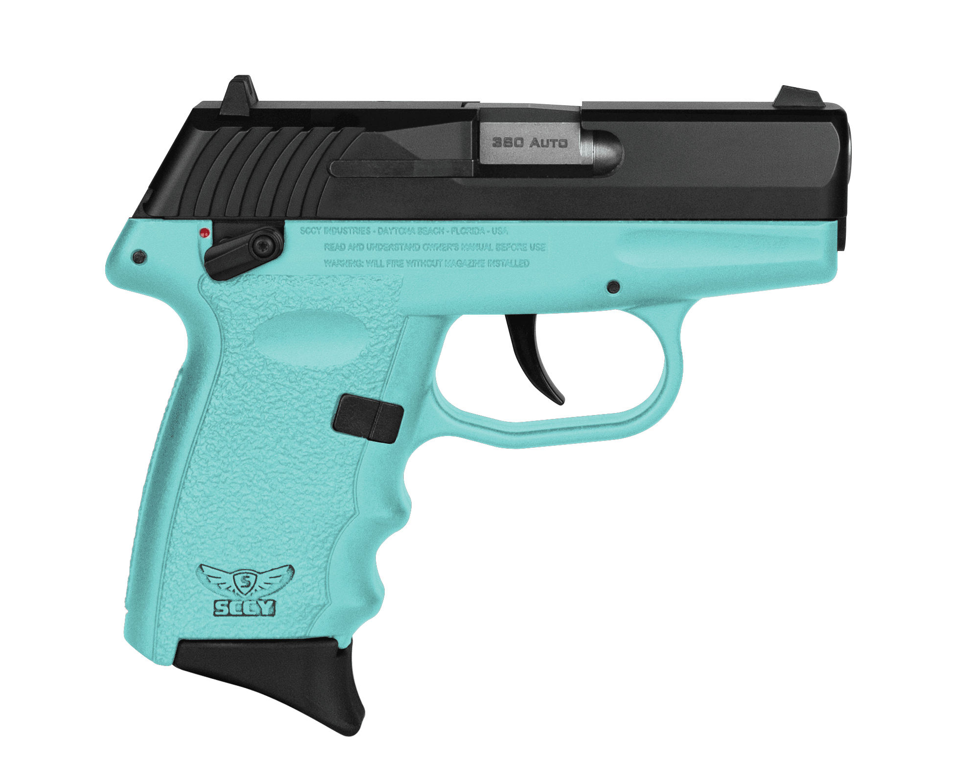 SCCY Industries CPX-4CBSB CPX-4 380 ACP 10+1 2.96" SCCY Blue Polymer Serrated Black Nitride SS Slide Finger Grooved SCCY Blue Polymer Grip
