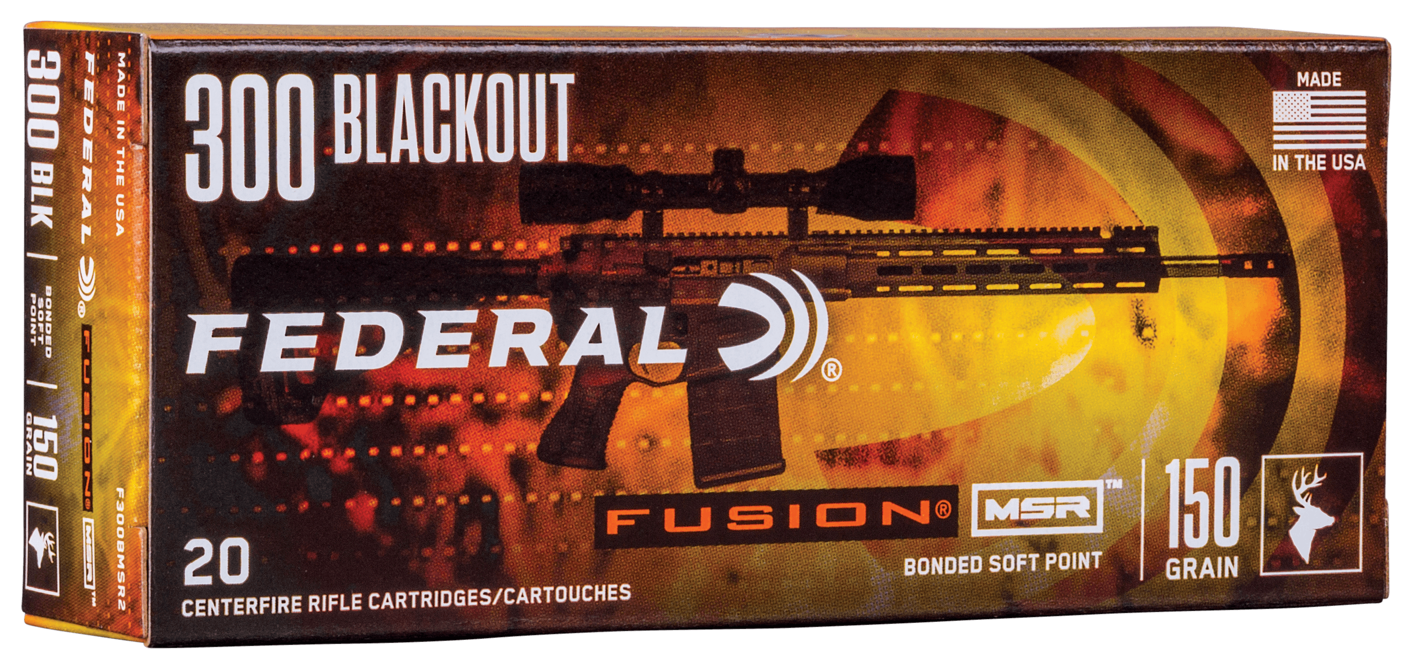Federal Fusion Msr, 300 Aac Blackout, Bonded Soft Point, 150 Grain, 20 Rounds