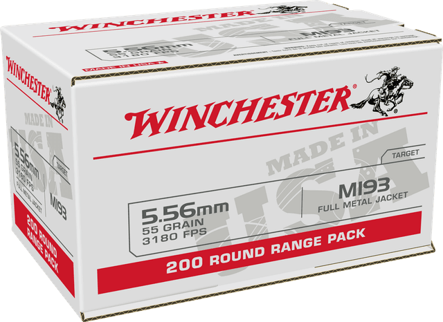 Winchester Usa Rifle, 5.56x45mm Nato, Full Metal Jacket, 55 Grain, 200 Rounds