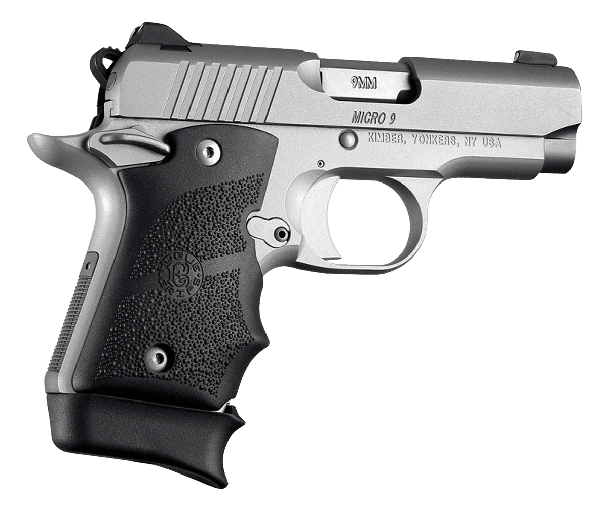 Hogue 39080 Rubber Grip Cobblestone Black with Finger Grooves for Kimber Micro 9