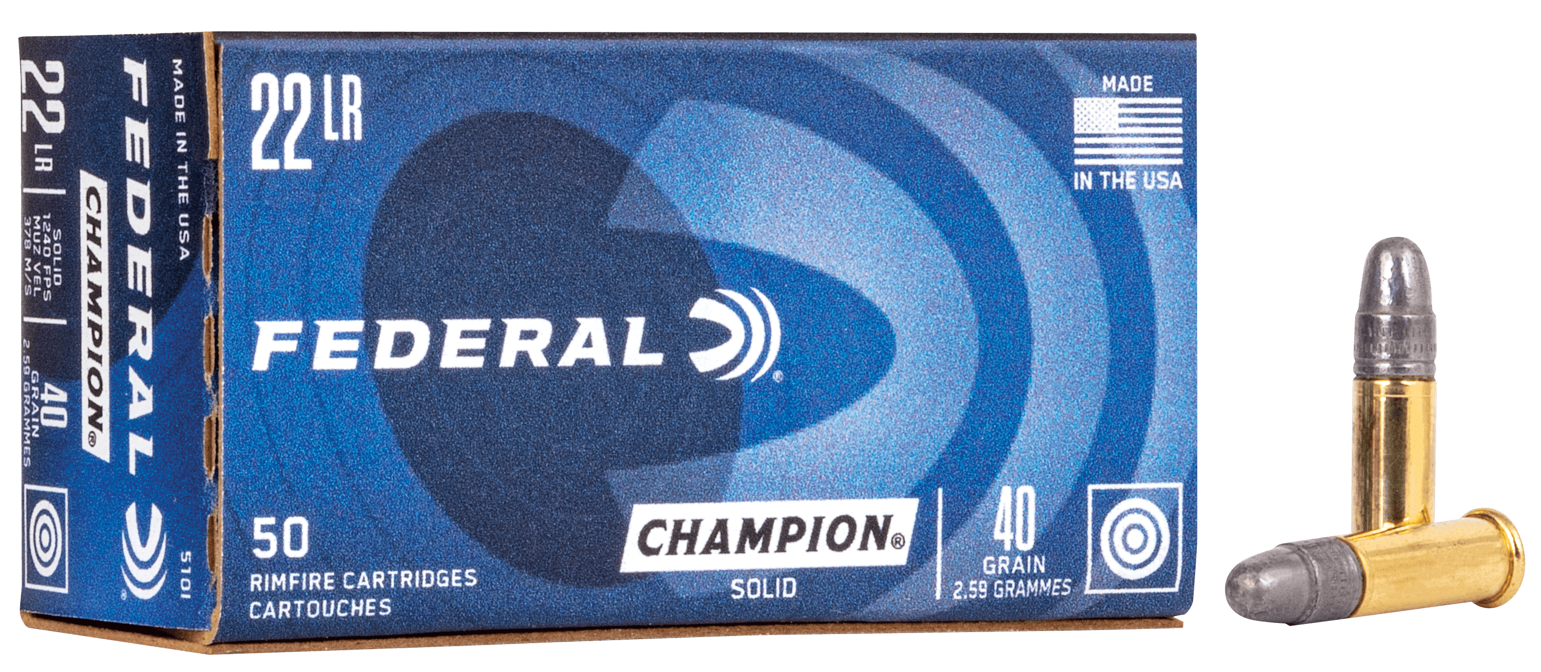 Federal Champion Training .22 Long Rifle Lead Round Nose 40 Grain 50 Rounds