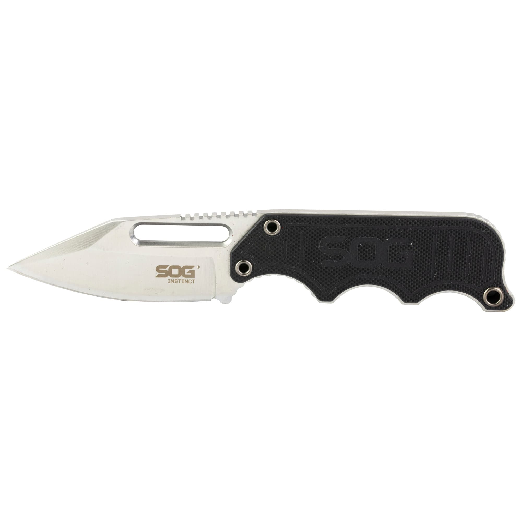 S.O.G SOG-NB1012-C Instinct 2.30" Fixed Clip Point Plain Satin Polished 5Cr15MoV SS Blade Black/Silver G10/SS Handle Includes Sheath