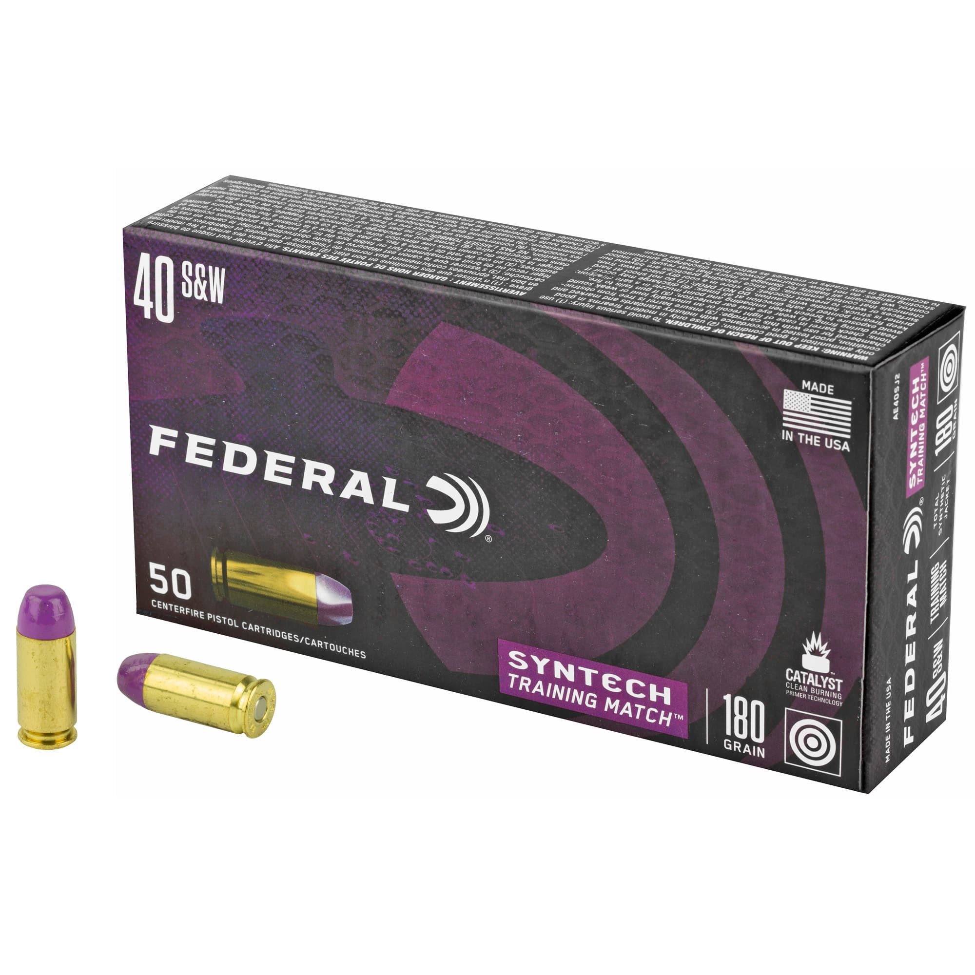Federal Syntech Training Match 40 S&W Total Synthetic Jacket 180 Grain 50 Rounds