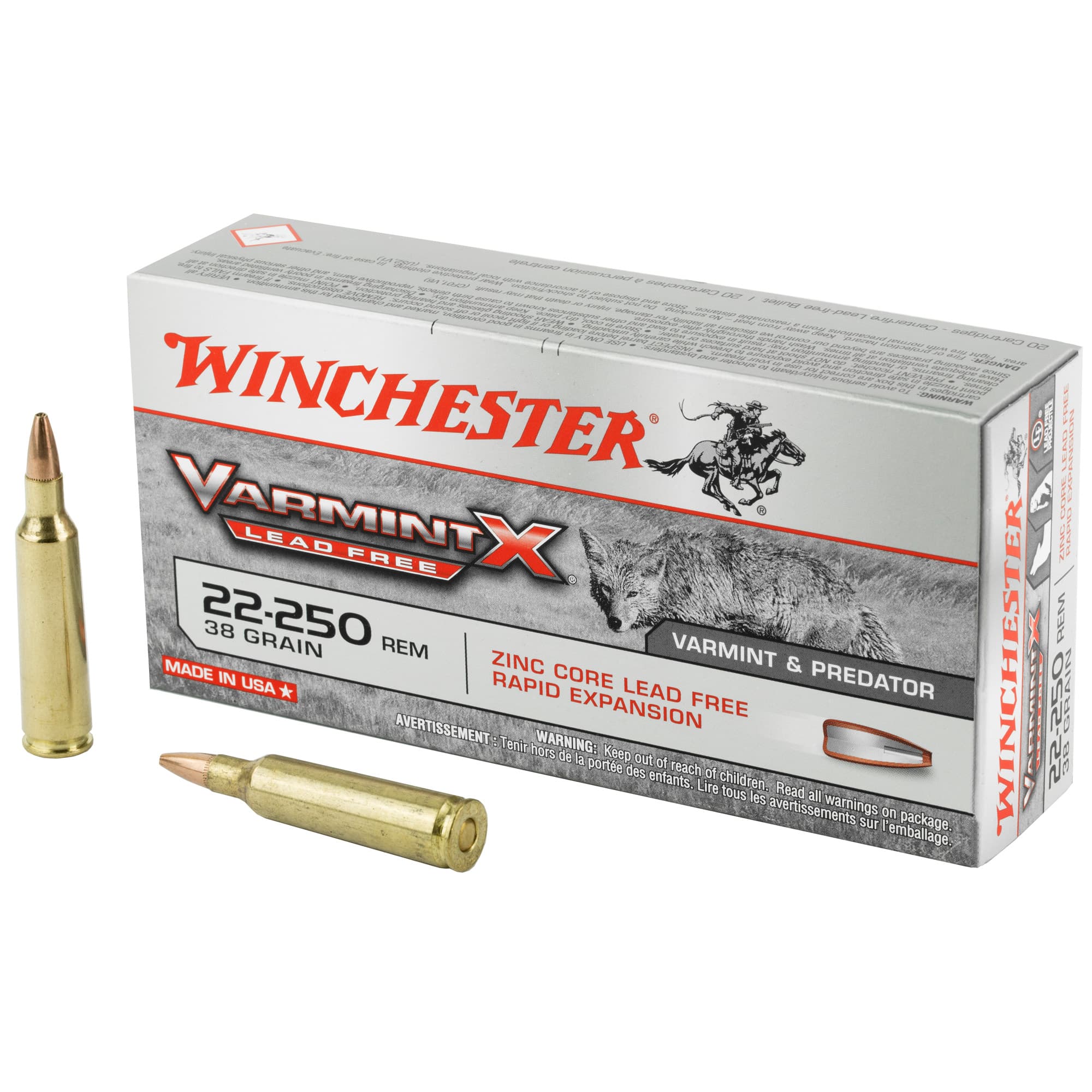 Winchester Varmint-X 22-250 Remington Polymer-Tipped 38 Grain 20 Rounds