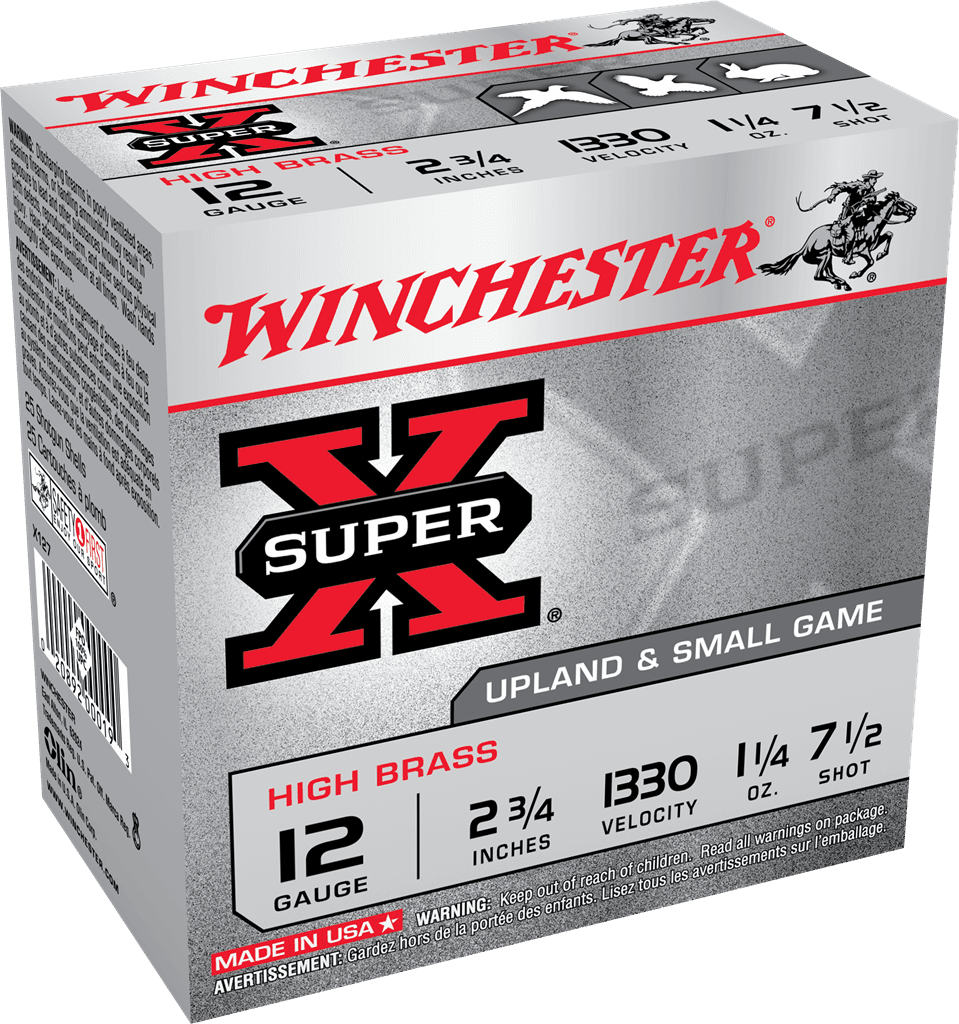 Winchester, Super-X High Brass Load, 12 Gauge, Lead Shot, 1 1/4 oz, 25 Rounds