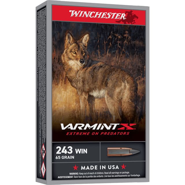 Winchester, Varmint X, 243 Winchester, Extreme Point, 65 Grain, 20 Rounds