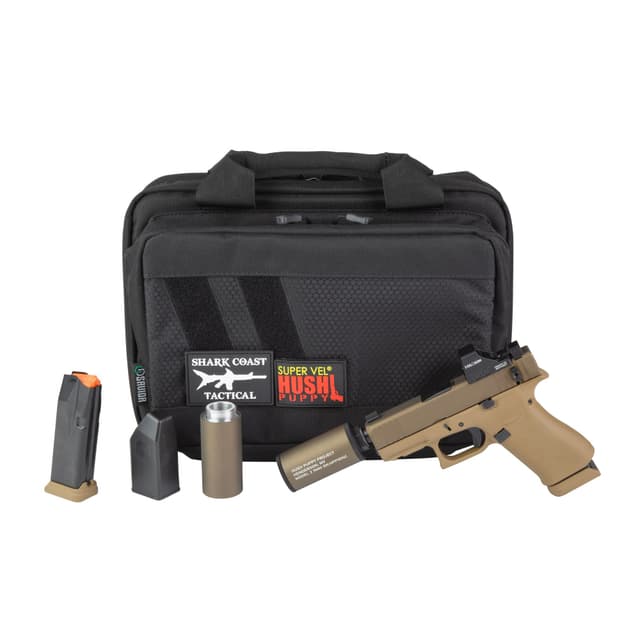 Glock 43X Hush Puppy 9mm 3.92" 15rd FDE Holosun 407K Suppressor Package Pistol