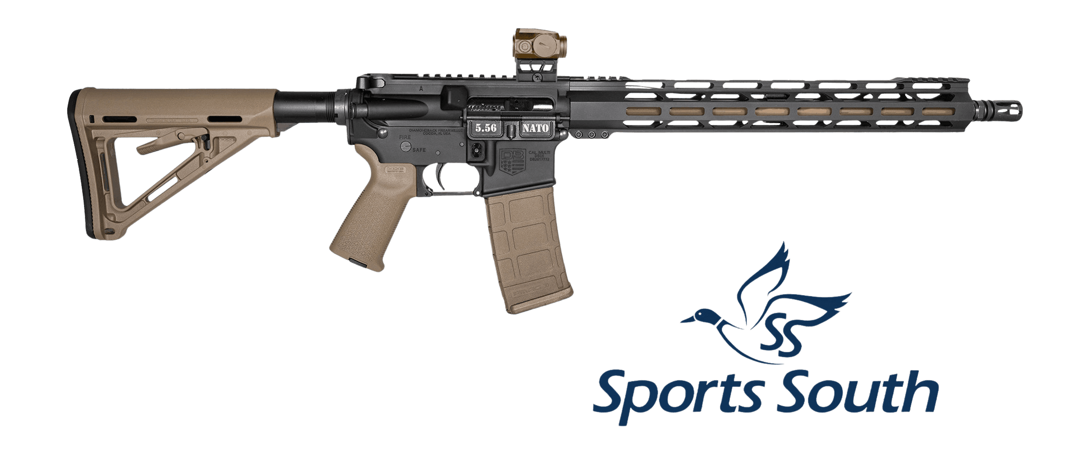 Diamondback DB15 5.56 NATO 16" 30rd FDE Viridian Green Dot Rifle