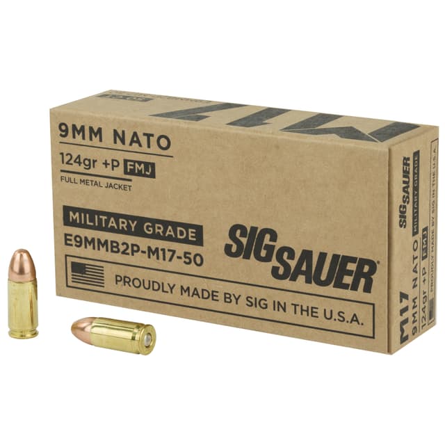 Sig Sauer Military Grade M17 9mm Luger Full Metal Jacket 124 Grain 50 Rounds