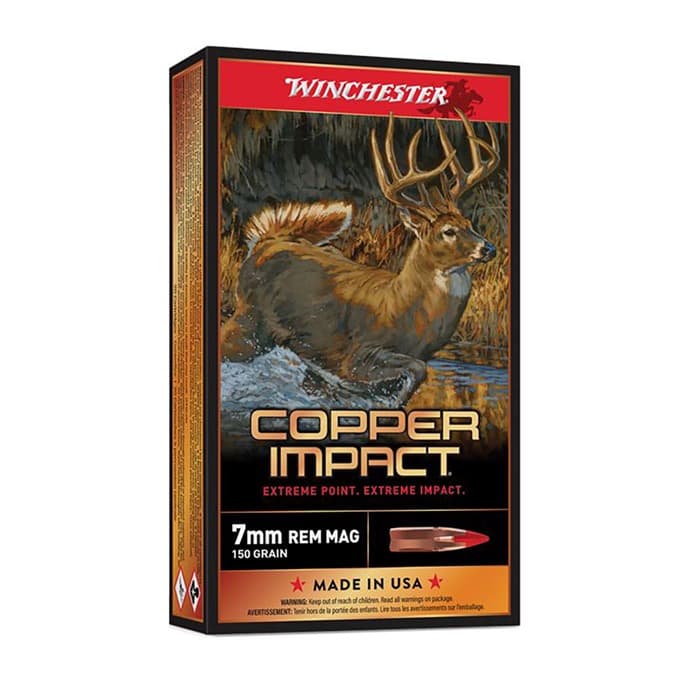 Winchester Copper Impact 7mm Remington Magnum Lead Free Tip 150 Grain 20 Rounds