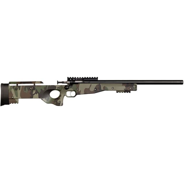 Crickett KSA2150-M81 Precision Full Size 22 LR Single Shot 16.10" Blued Threaded Bull Barrel, Blued Crickettinny Rail Steel Receiver, M81 Woodland Camo Synthetic Adj LOP Stock