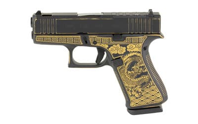 Glock G43X 9mm Luger 3.41in Barrel 10rd Distressed Black and Gold Cerakote