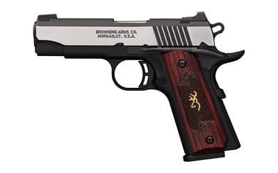 Browning 1911-380 Black Label Compact 380 ACP 3.63 in 8+1 Blackened Silver Flats