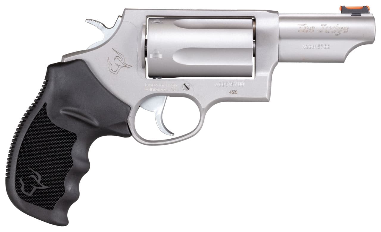Taurus Judge Revolver - Stainless Steel | 45 Colt / 410 ga | 3" Barrel | 5rd | Rubber Grip | Fiber Optic Sight